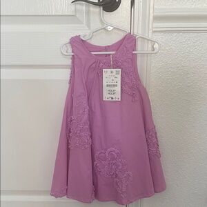 Zara Purple Kids Dress with Floral Accents